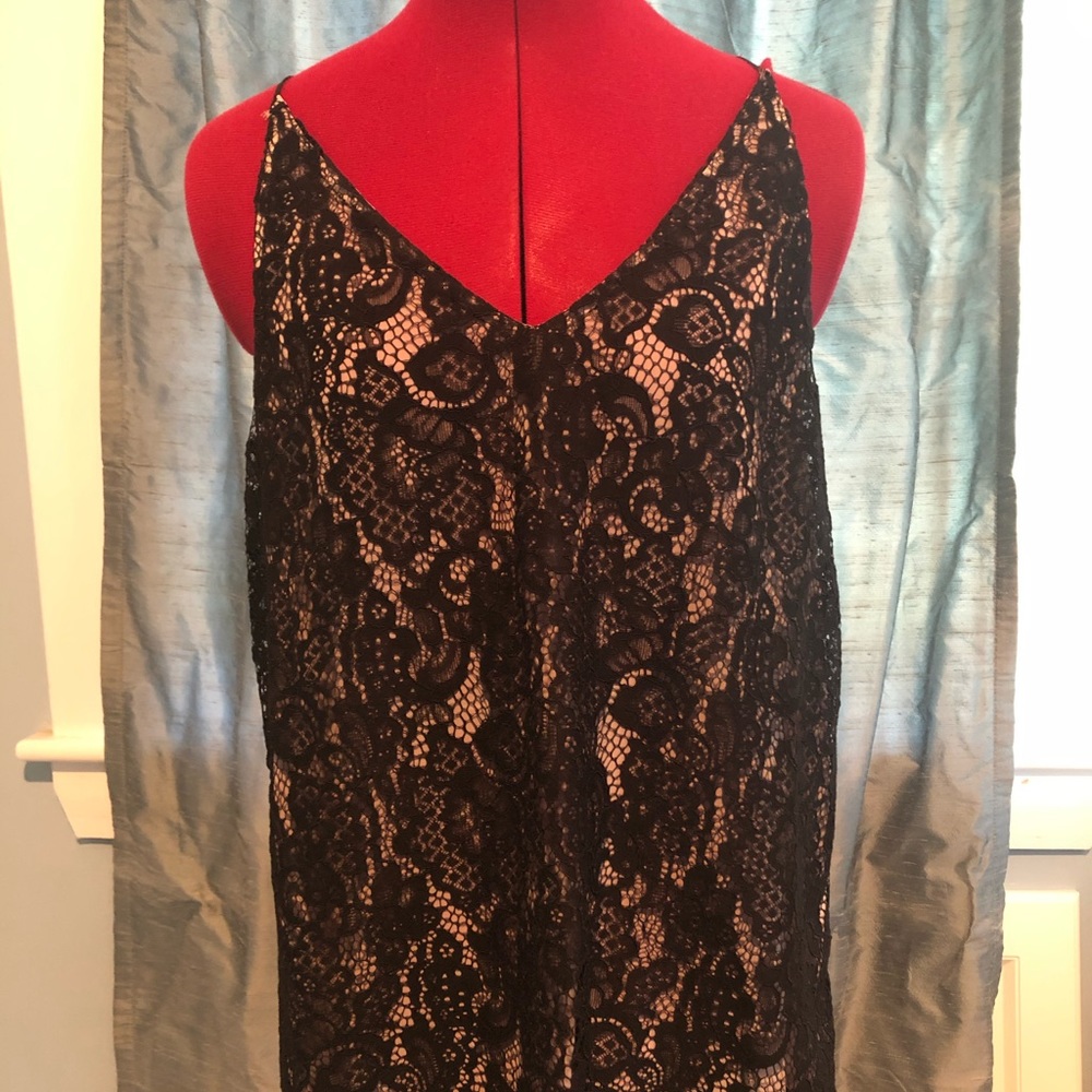 LOFT black lace overlay skinny strap top